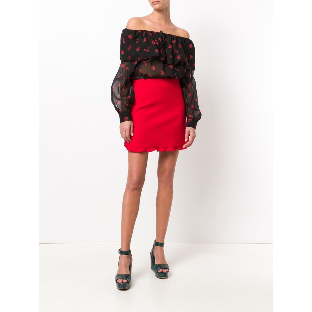 $1500 Miu Miu strawberry blouse top silk 42 S 4